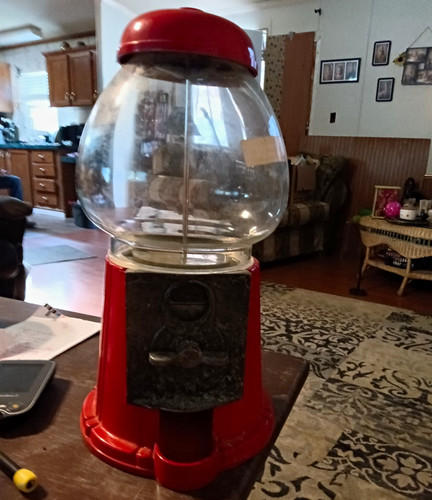 Red tabletop gumball machine - tabletop,